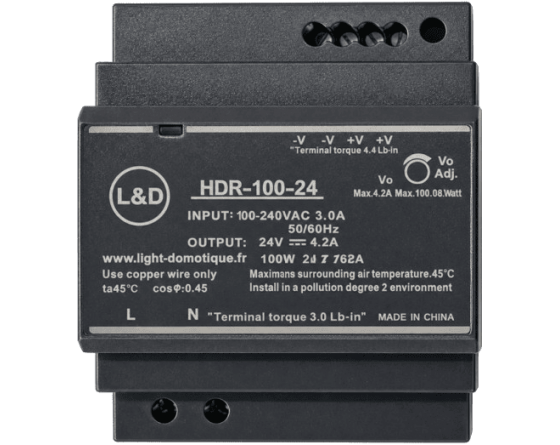 L&D 24V DC 100W 4.2A din rail installation power supply HDR-100-24