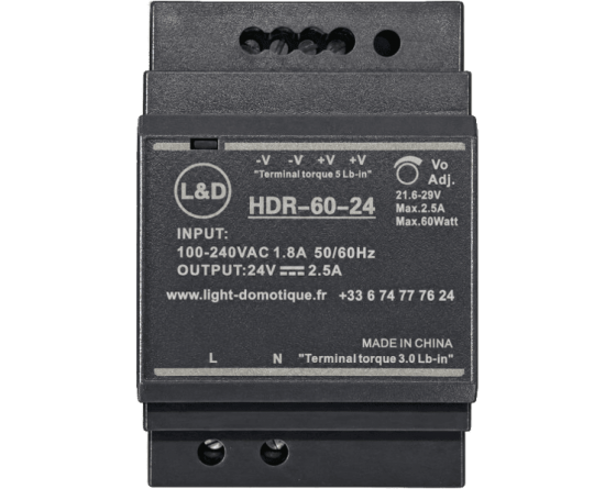 L&D 24V DC 60W 2.5A din rail installation power supply HDR-60-24