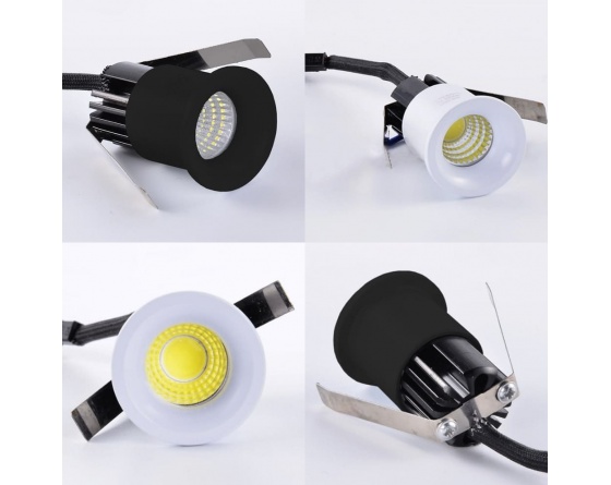 Mini spot LED encastrable rond 3 W AC-DC 12 V DC 24 V trou 50 mm