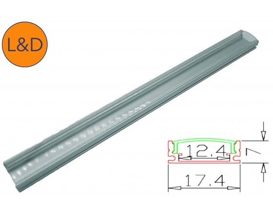 Transparent finish aluminium profile for IP20 white LED strip