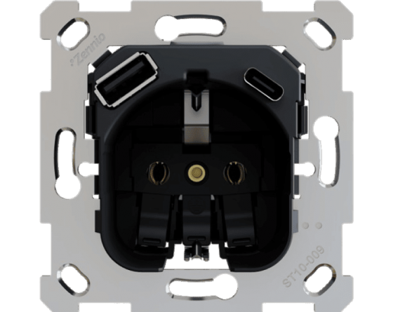 Zennio ZS70 and ZS55 - Schuko Socket with USB C + A - ZSISC2US