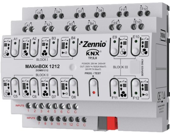 Zennio-MAXinBOX 1212 - KNX multifunction actuator with KNX Secure - 12 outputs 16 A / 12 inputs A/D - ZIOMB1212
