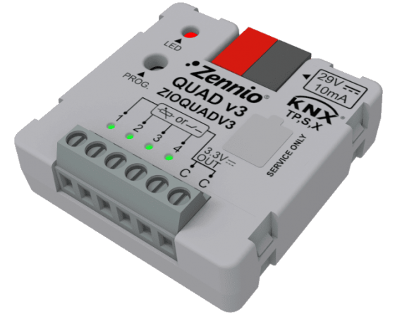 Zennio Quad v3 - Input module with 4 analog-digital inputs with KNX Secure ZIOQUADV3