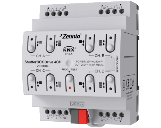 Zennio ShutterBOX Drive 4CH- 4-Channel Shutter Actuator - ZIOSHD4