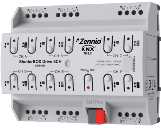 Zennio ShutterBOX Drive 6CH- 6-Channel Shutter Actuator - ZIOSHD6