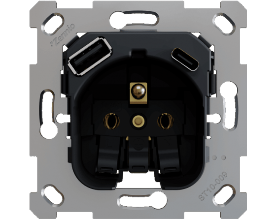 Zennio ZS55/ZS70 - French Socket with USB C + A - ZSIF2US