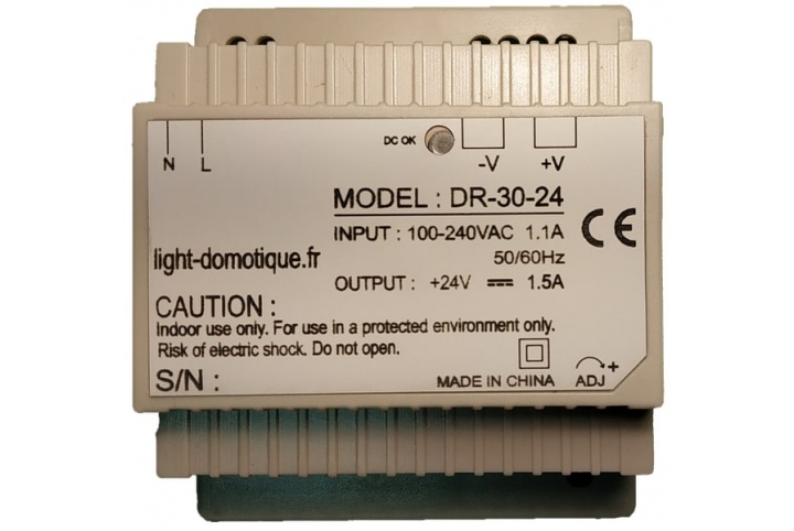 L&D 24V DC 30W 1.5A din rail installation power supply DR-30-24