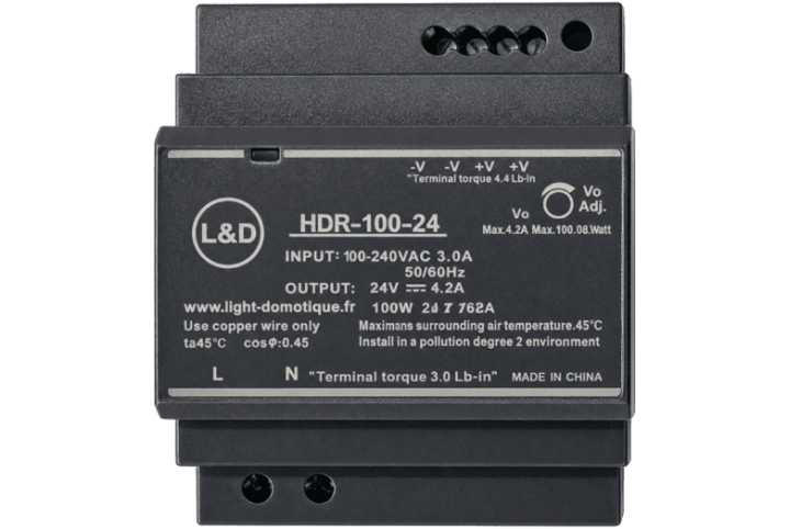 L&D 24V DC 100W 4.2A din rail installation power supply HDR-100-24