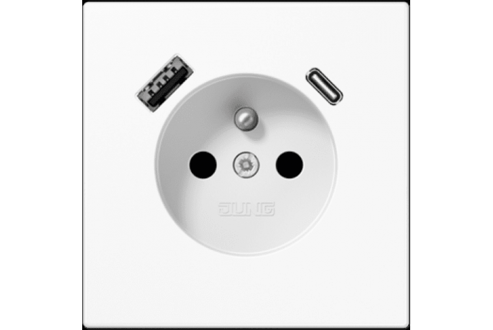 JUNG 1520F socket with charger USB type A and type C