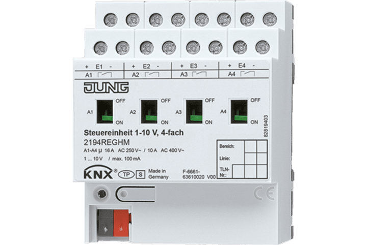 JUNG KNX Actionneur télévariateur 1-10 V, 4 sorties 2194REGHM