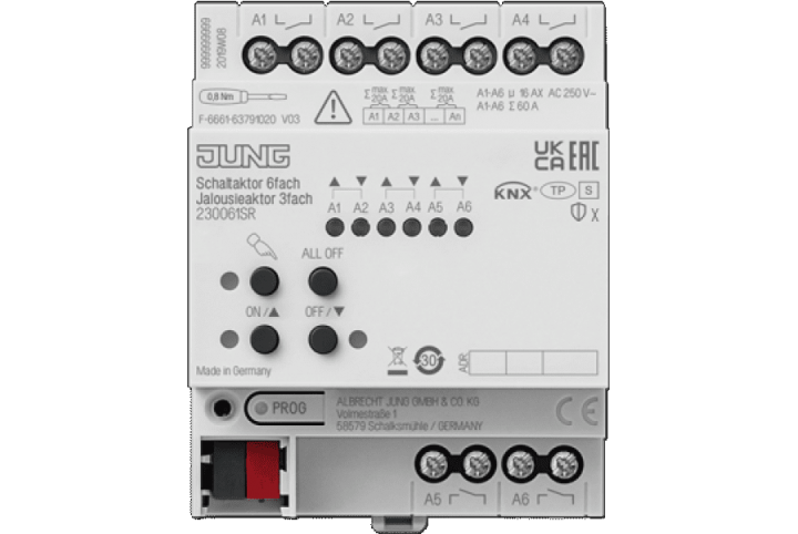 JUNG KNX switch actuator 6-gang KNX blinds actuator 3-gang 230061SR