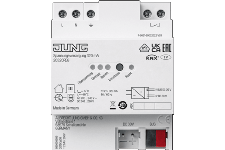 JUNG KNX power supply, 320 mA 20320REG