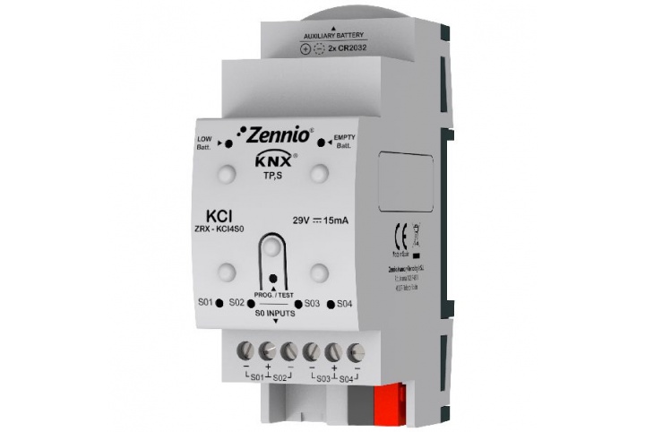 Zennio KCI 4 S0 KNX interface for Consumption Meters ZRX-KCI4S0