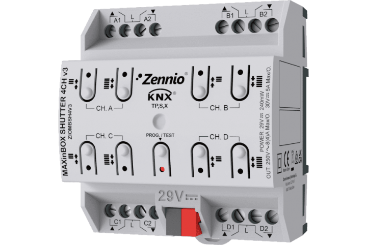 Zennio MAXinBOX SHUTTER 4CH v3 - Shutter actuator 4 channels ZIOMBSH4V3