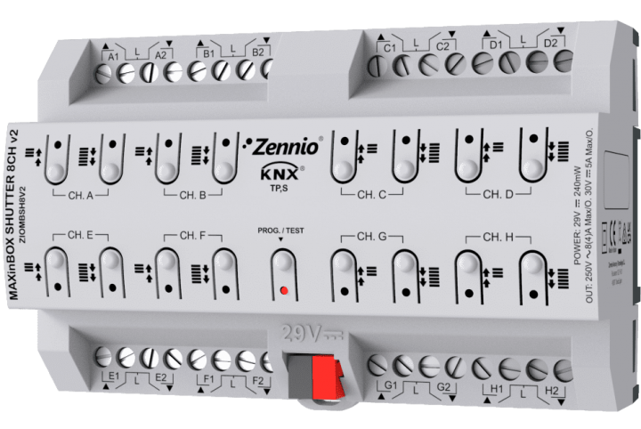 Zennio MAXinBOX SHUTTER 8CH v2 - MAXinBOX SHUTTER 8CH Shutter actuator 8 channels  ZIOMBSH8V2-ZIO6MBSHU8
