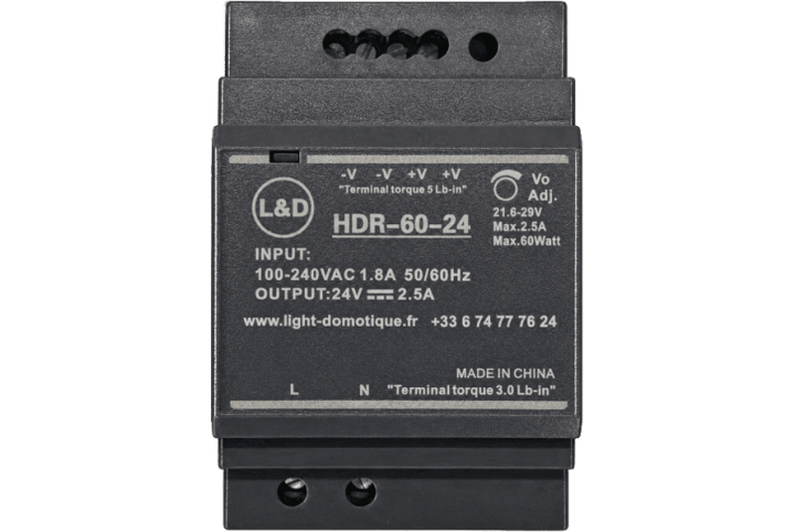 L&D 24V DC 60W 2.5A din rail installation power supply HDR-60-24