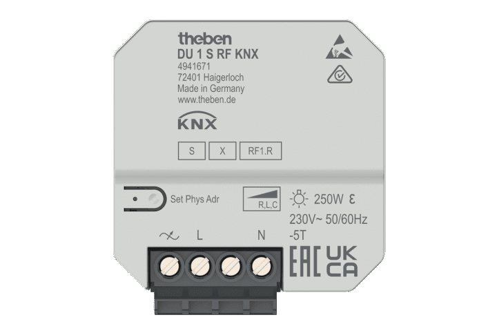 Theben - Flush-mounted 1-way dimming actuator -4941671- DU 1 S RF KNX