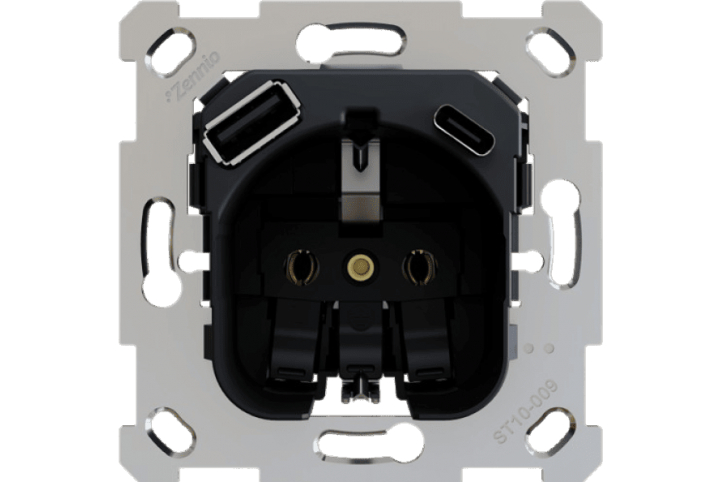 Zennio ZS70 and ZS55 - Schuko Socket with USB C + A - ZSISC2US