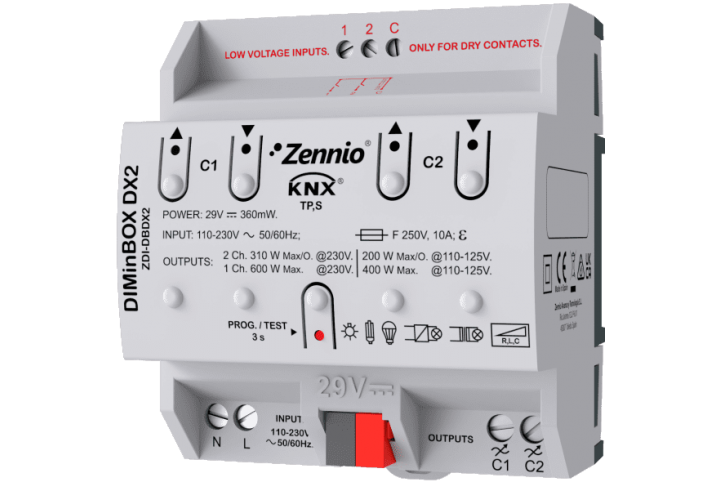 Zennio DIMinBOX DX2  KNX 2 channels universal dimmer actuator ZDI-DBDX2