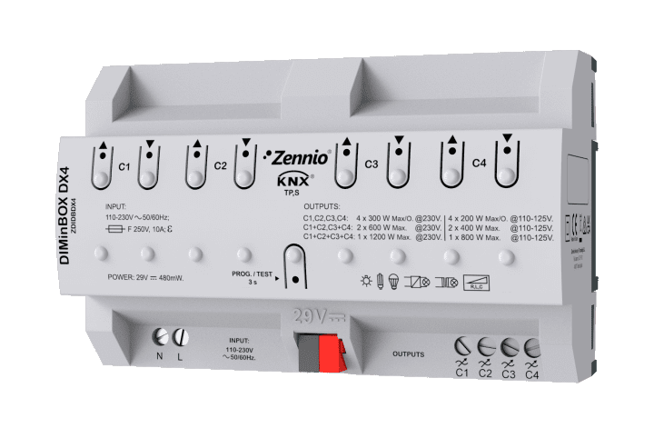 Zennio DIMinBOX DX4 4 channels universal KNX dimmer actuator ZDIDBDX4