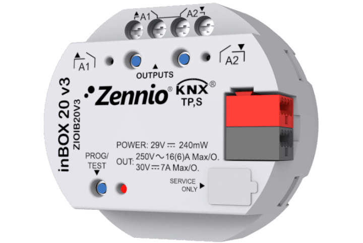Zennio inBOX 20 V3 Actuator for flush mounting 2 outputs ZIOIB20V3
