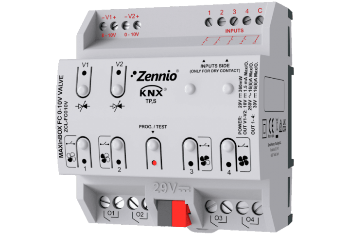 Zennio Fan-coil controller for a 2-Pipe or 4-Pipe fan coil with 0-10 DC valves-ZCL-FC010V