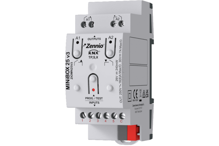 Zennio MINiBOX 25 V3  Actuator 2 outputs 5 inputs KNX - ZIOMN25V3