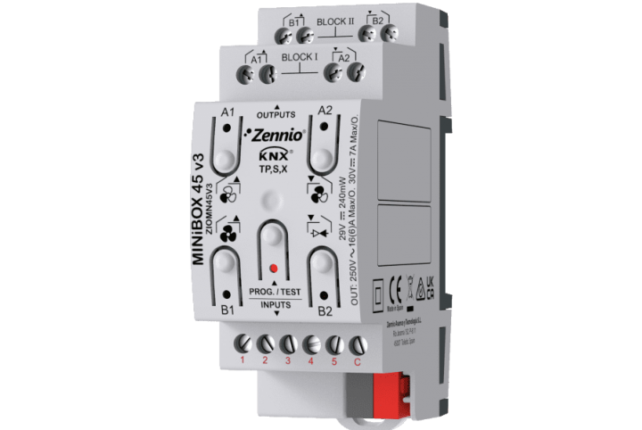 Zennio MINiBOX 45 V3  Actuator 4 outputs 5 inputs KNX - ZIOMN45V3