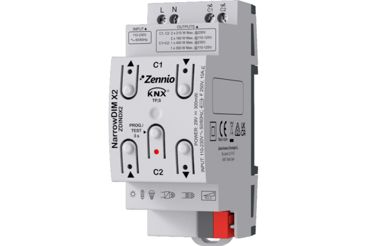 Zennio NarrowDIM X2. universal dimmer. 2 channels. ZDINDX2