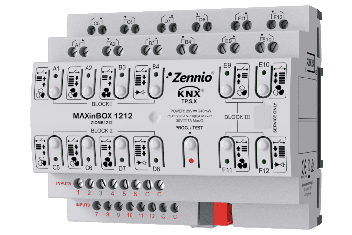 Zennio-MAXinBOX 1212 - KNX multifunction actuator with KNX Secure - 12 outputs 16 A / 12 inputs A/D - ZIOMB1212
