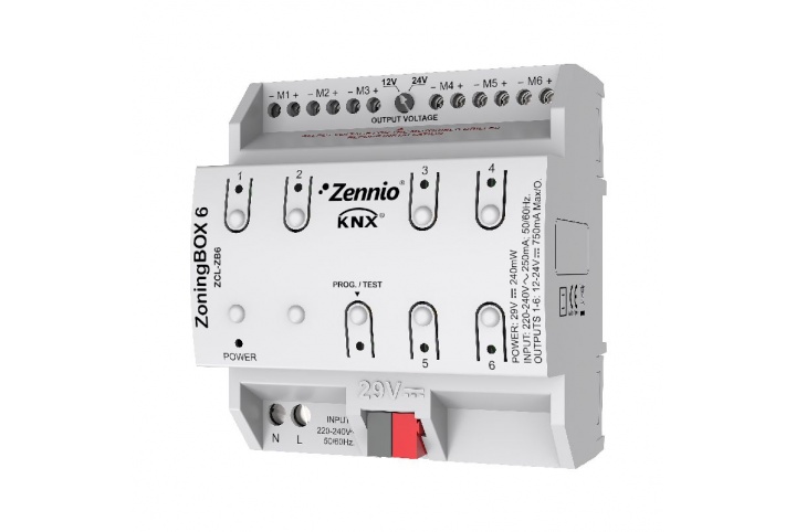 Zennio ZoningBOX 6 Zoning Air-Conditioning actuator for up to 6 zones ZCL-ZB6