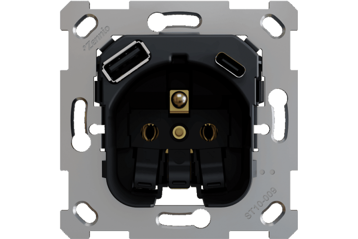 Zennio ZS55/ZS70 - French Socket with USB C + A - ZSIF2US
